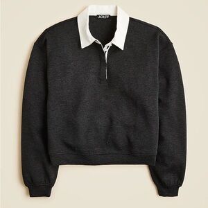 J crew Scuba-knit rugby sweatshirt with velvet trim